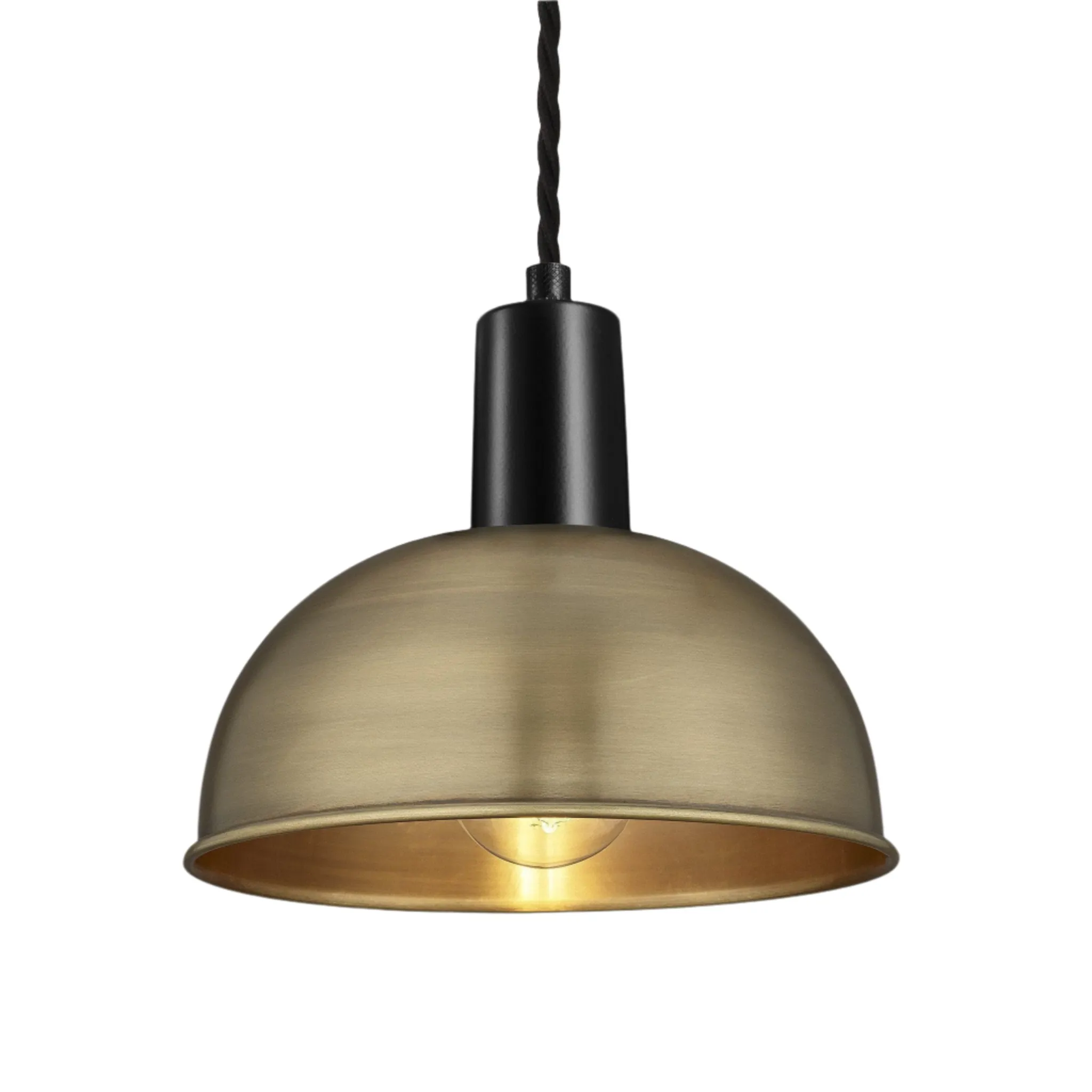 Sleek Dome Pendant - 8 Inch - Brass