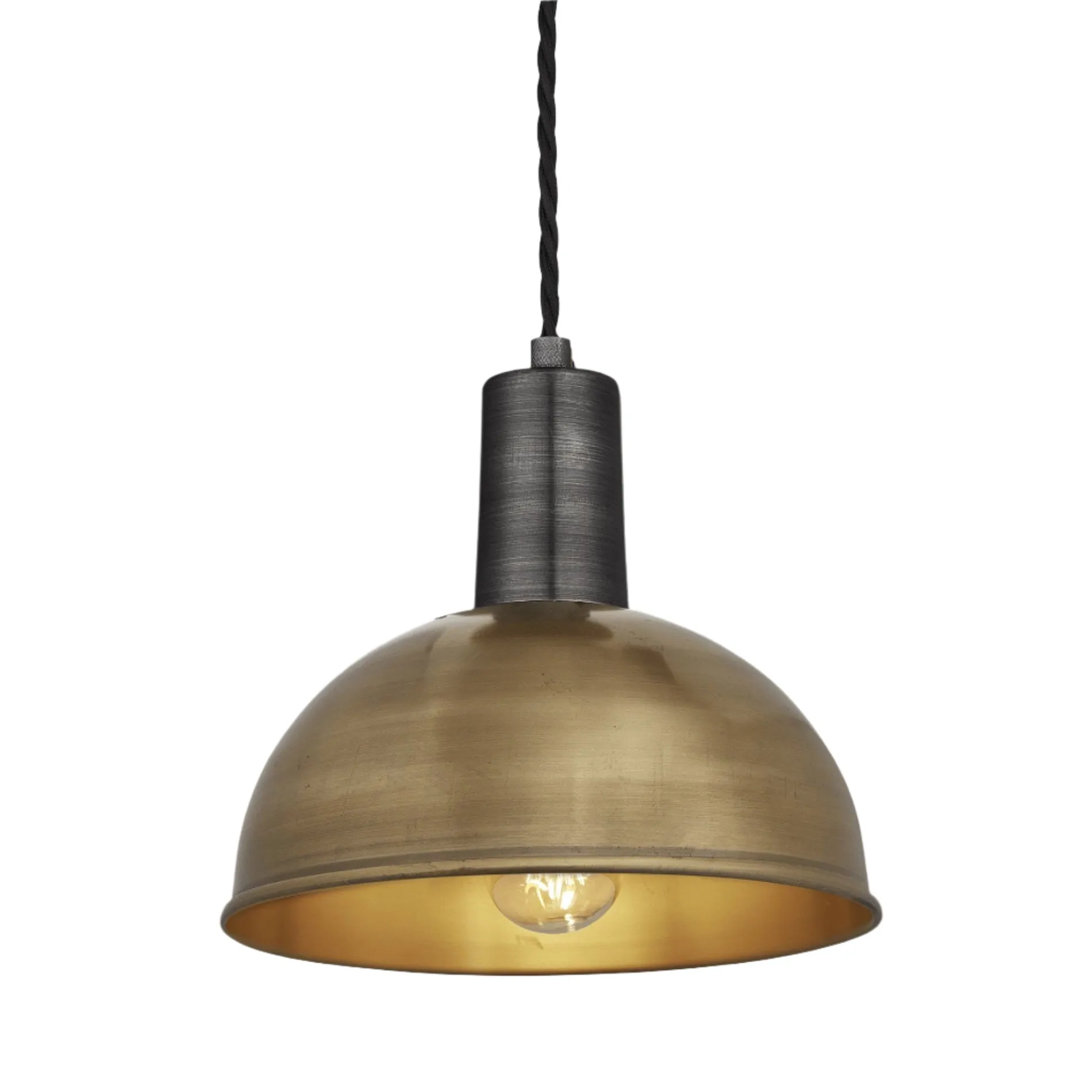Sleek Dome Pendant - 8 Inch - Brass