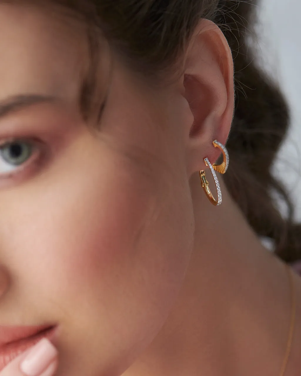 Sleek Pave Medium Hoops