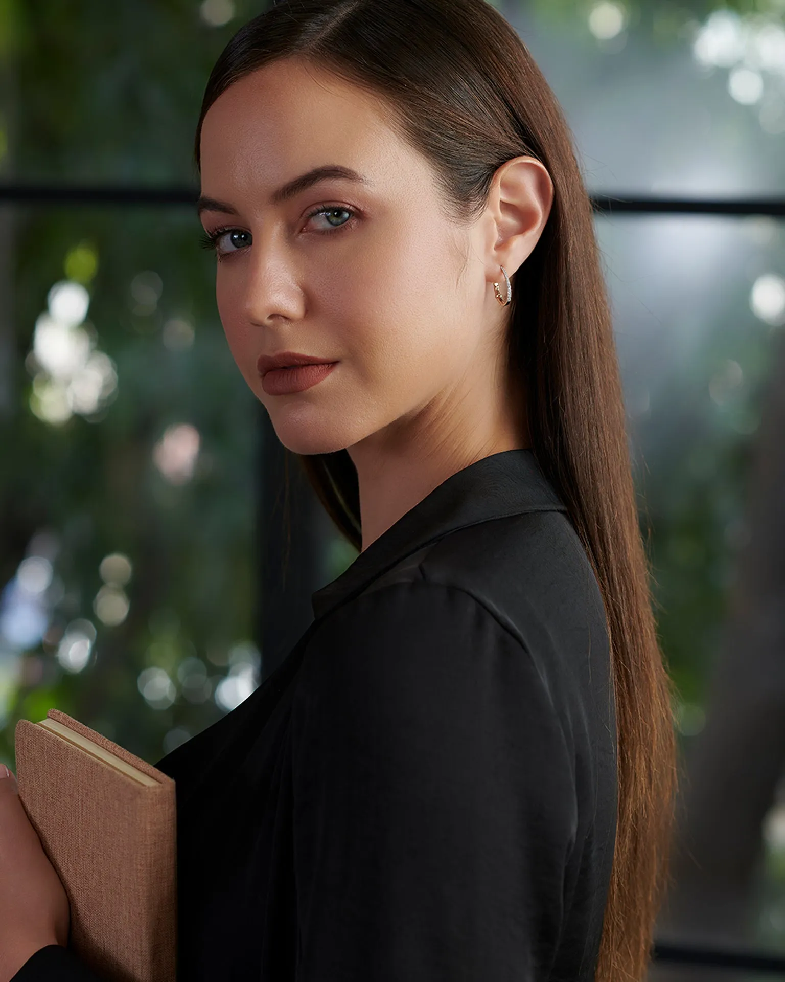 Sleek Pave Medium Hoops