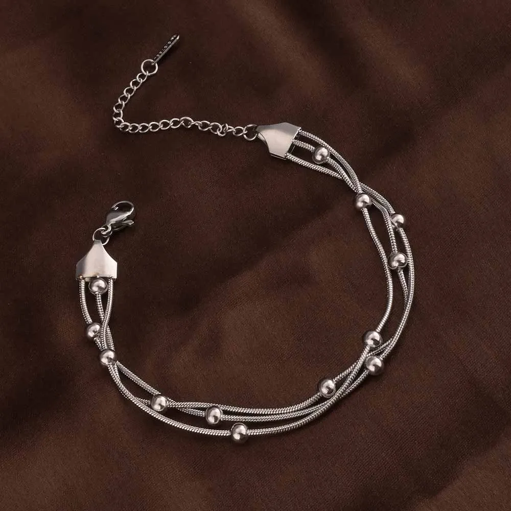 Sleek Silver Bead Bracelet