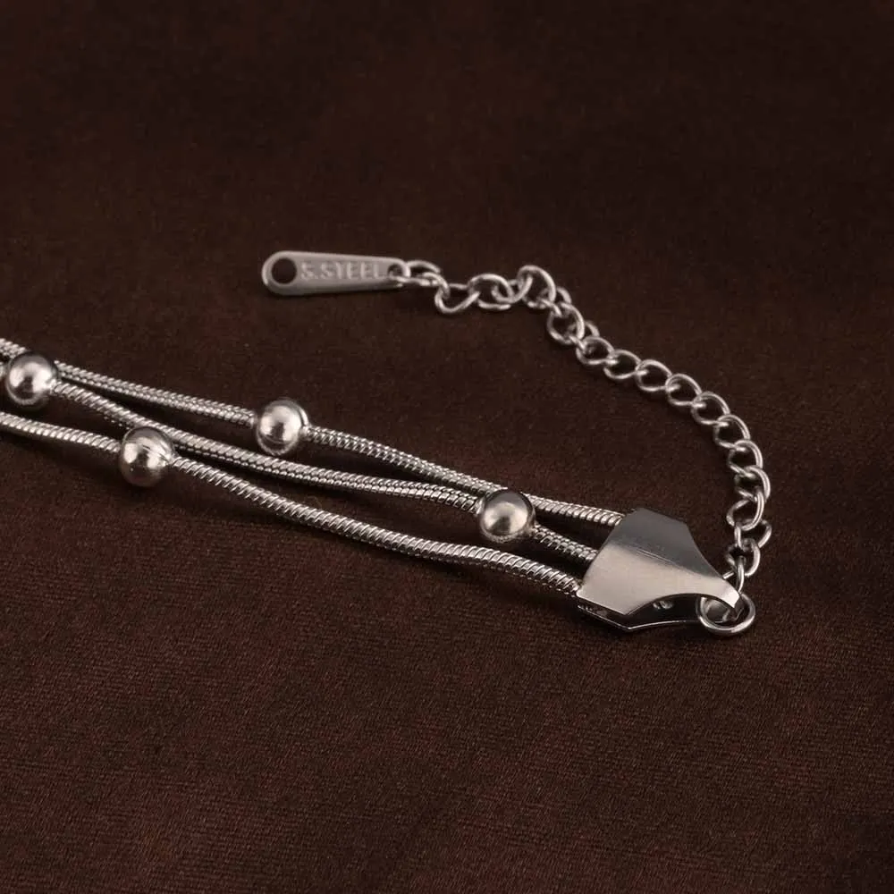 Sleek Silver Bead Bracelet