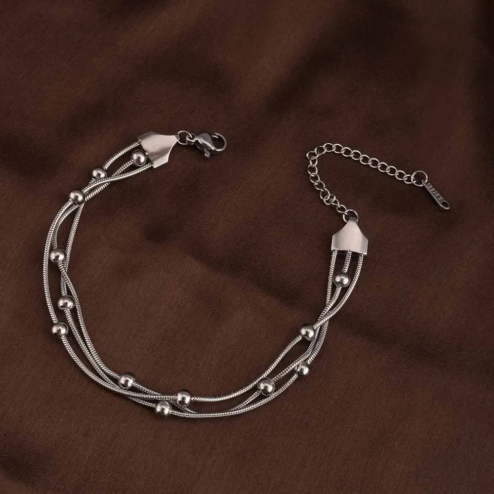 Sleek Silver Bead Bracelet
