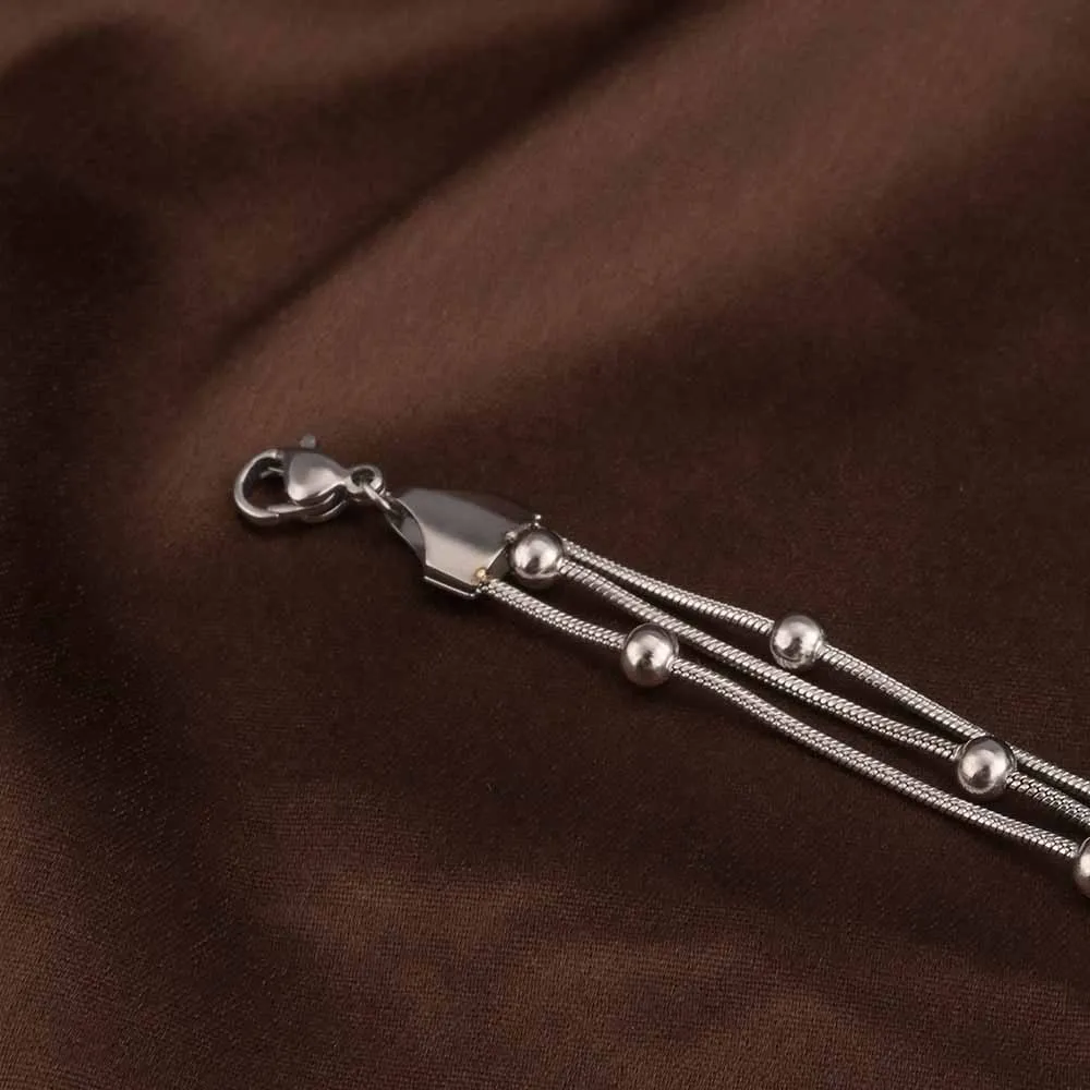 Sleek Silver Bead Bracelet