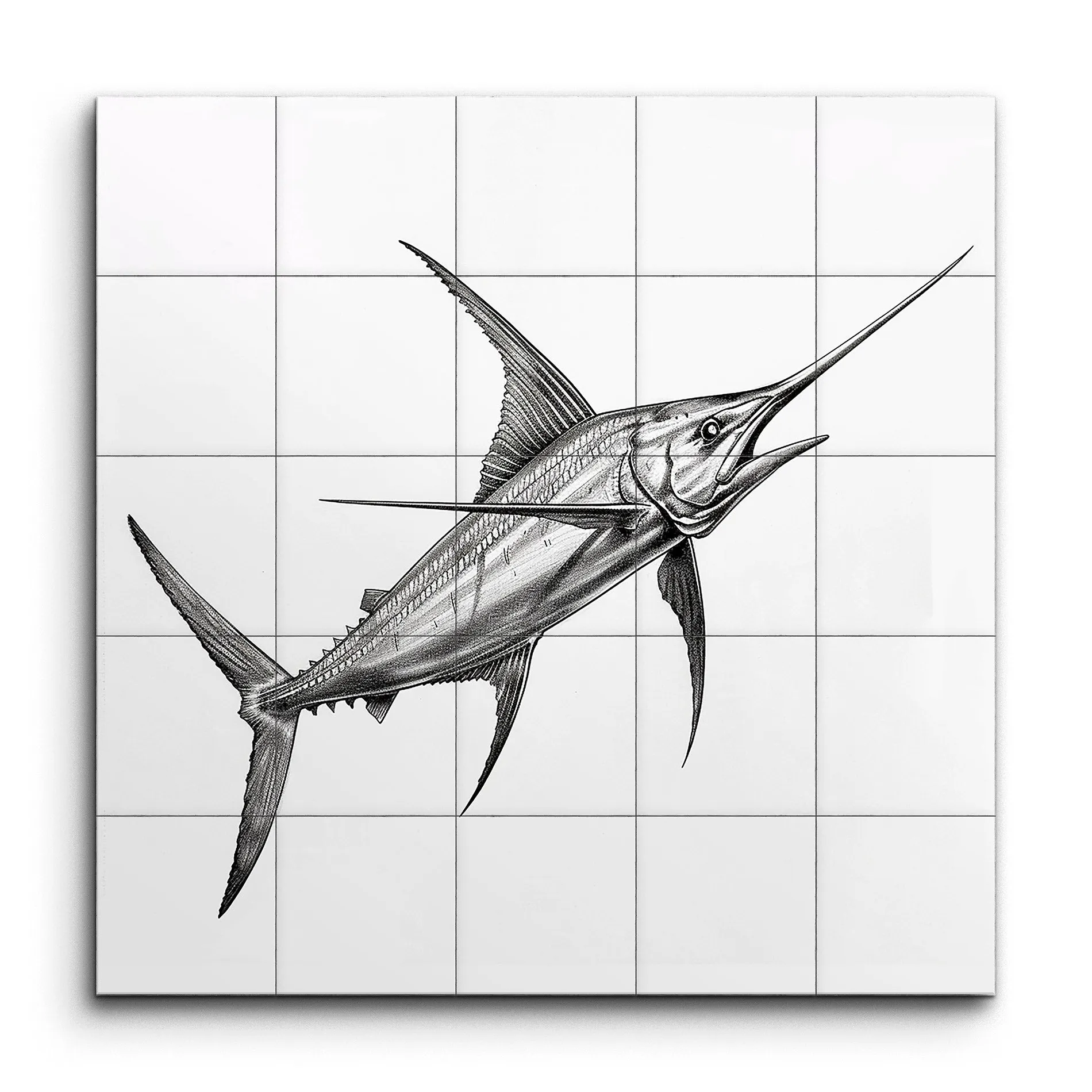 Sleek Swordfish Monochrome Art