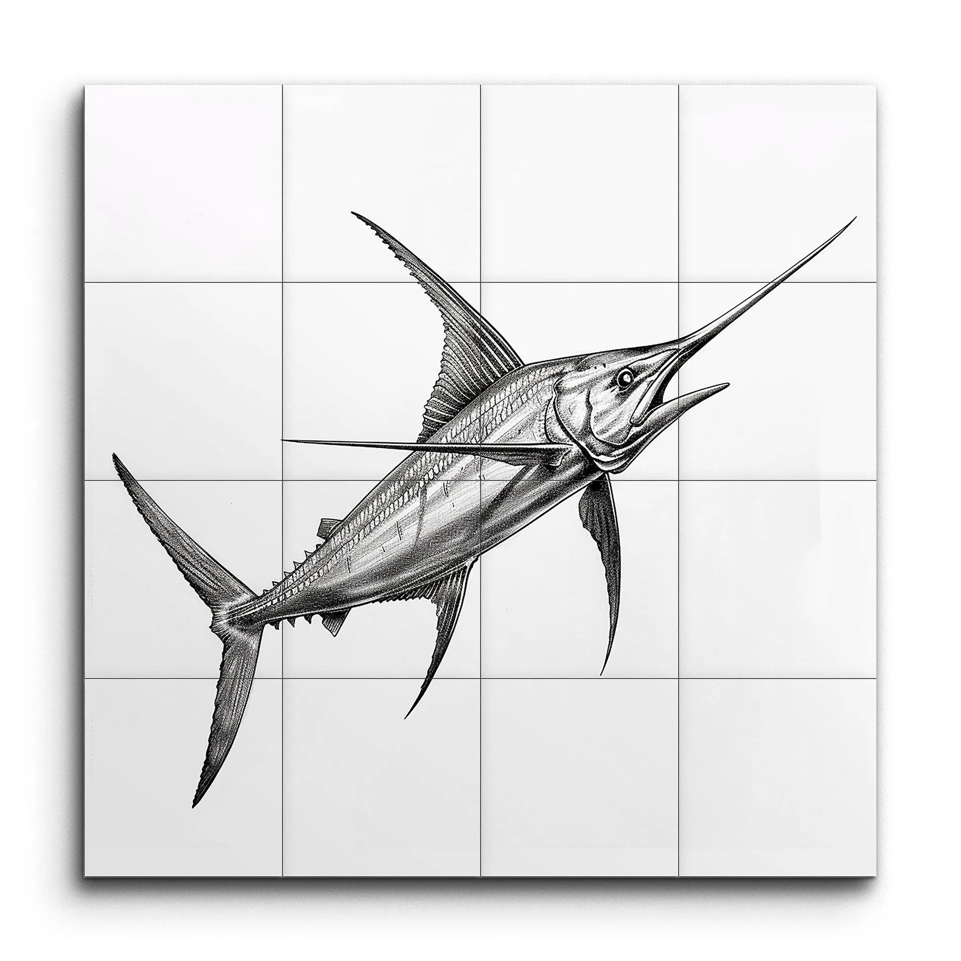 Sleek Swordfish Monochrome Art