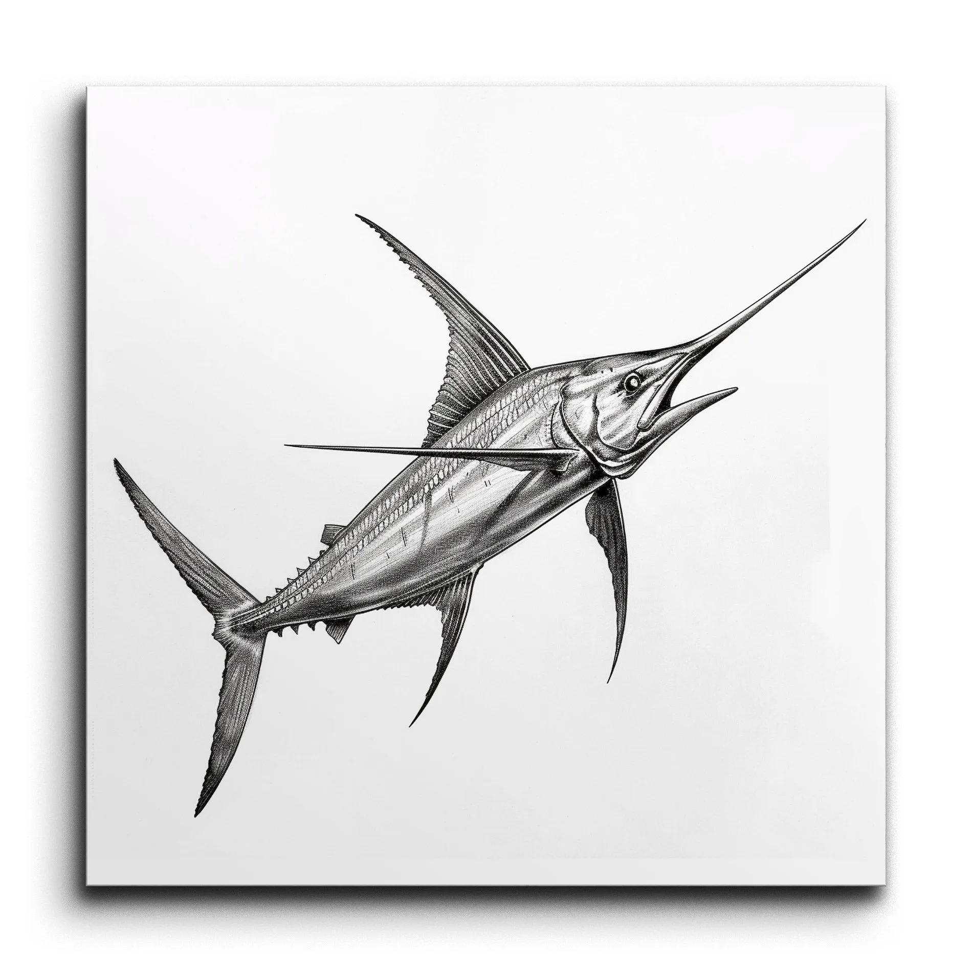 Sleek Swordfish Monochrome Art