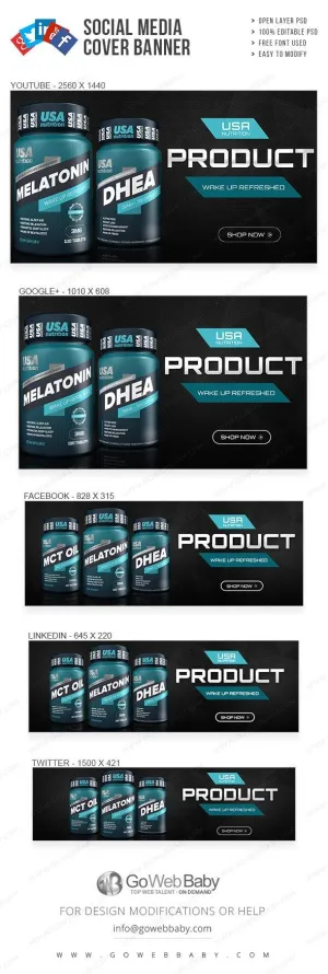 Social Media Cover Banner - Nutrition Product For Website Marketing