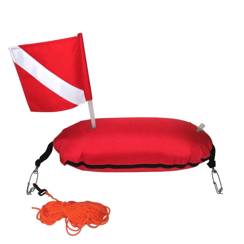 Spearfishing Buoy Safety Inflatable Scuba Diving Surface Signal Marker with 35m High-Visibility Floating Ropes Diver Gear