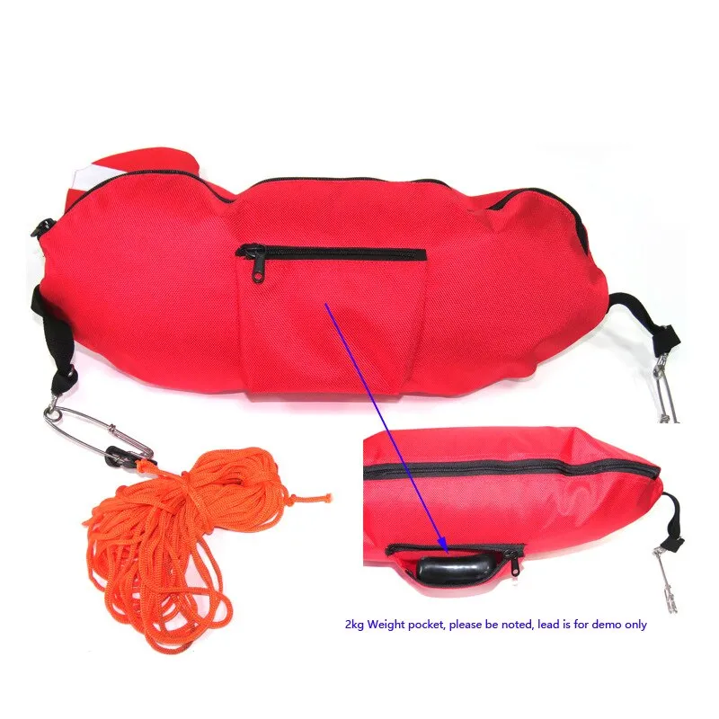Spearfishing Buoy Safety Inflatable Scuba Diving Surface Signal Marker with 35m High-Visibility Floating Ropes Diver Gear