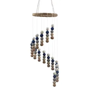 Spiral Felt Ball Mobile- Blue, Tan, Almond, Gray, White