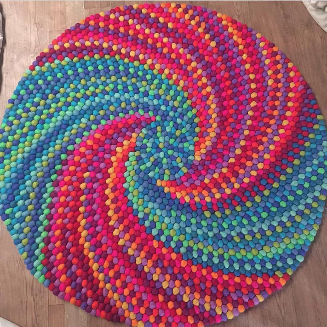 Spiral Felt Ball Rug