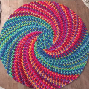 Spiral Felt Ball Rug