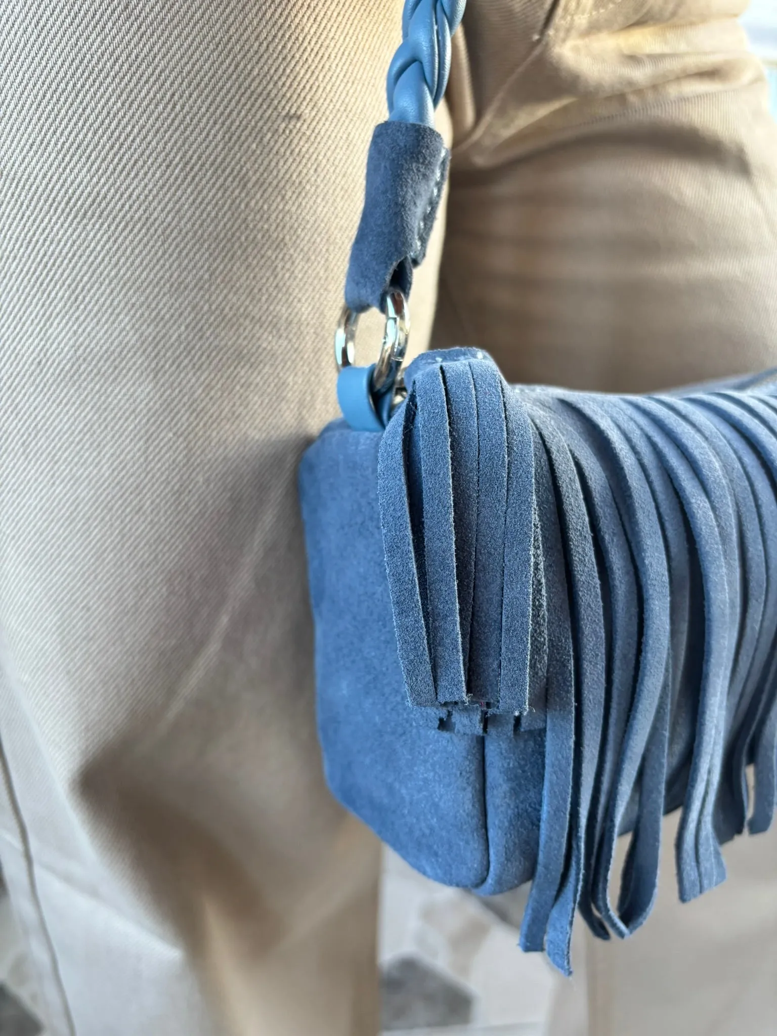 Spirulina Fringe Cylinder Hand Bag
