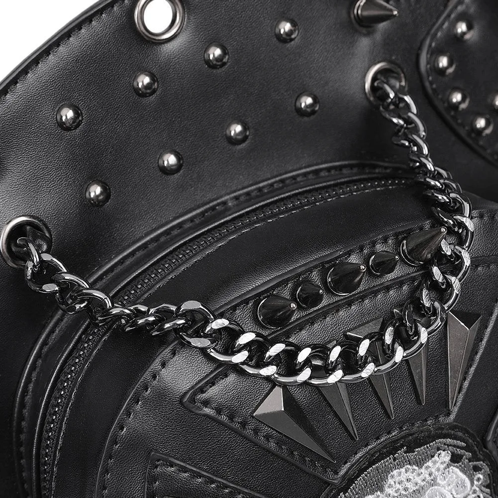 Steampunk Skeleton Pattern Shoulder Waist Bags / PU Leather Motorcycle Bag