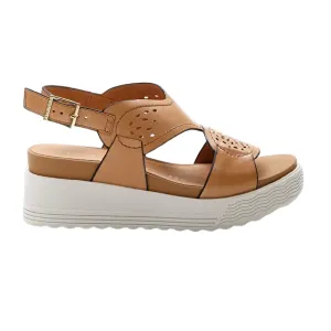 Stonefly sandalo da donna con zeppa in pelle Parky 19 Calf 219123 049 abbronzatura scura
