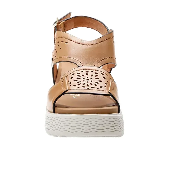 Stonefly sandalo da donna con zeppa in pelle Parky 19 Calf 219123 049 abbronzatura scura