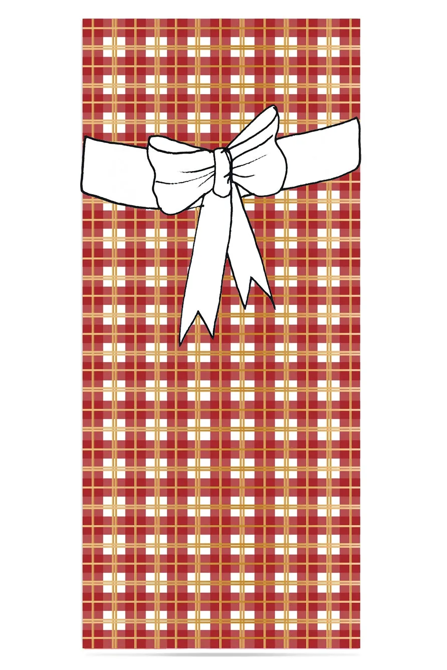 Tartan Linen Tablecloth in Gold and Claret Red
