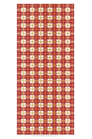 Tartan Linen Tablecloth in Gold and Claret Red