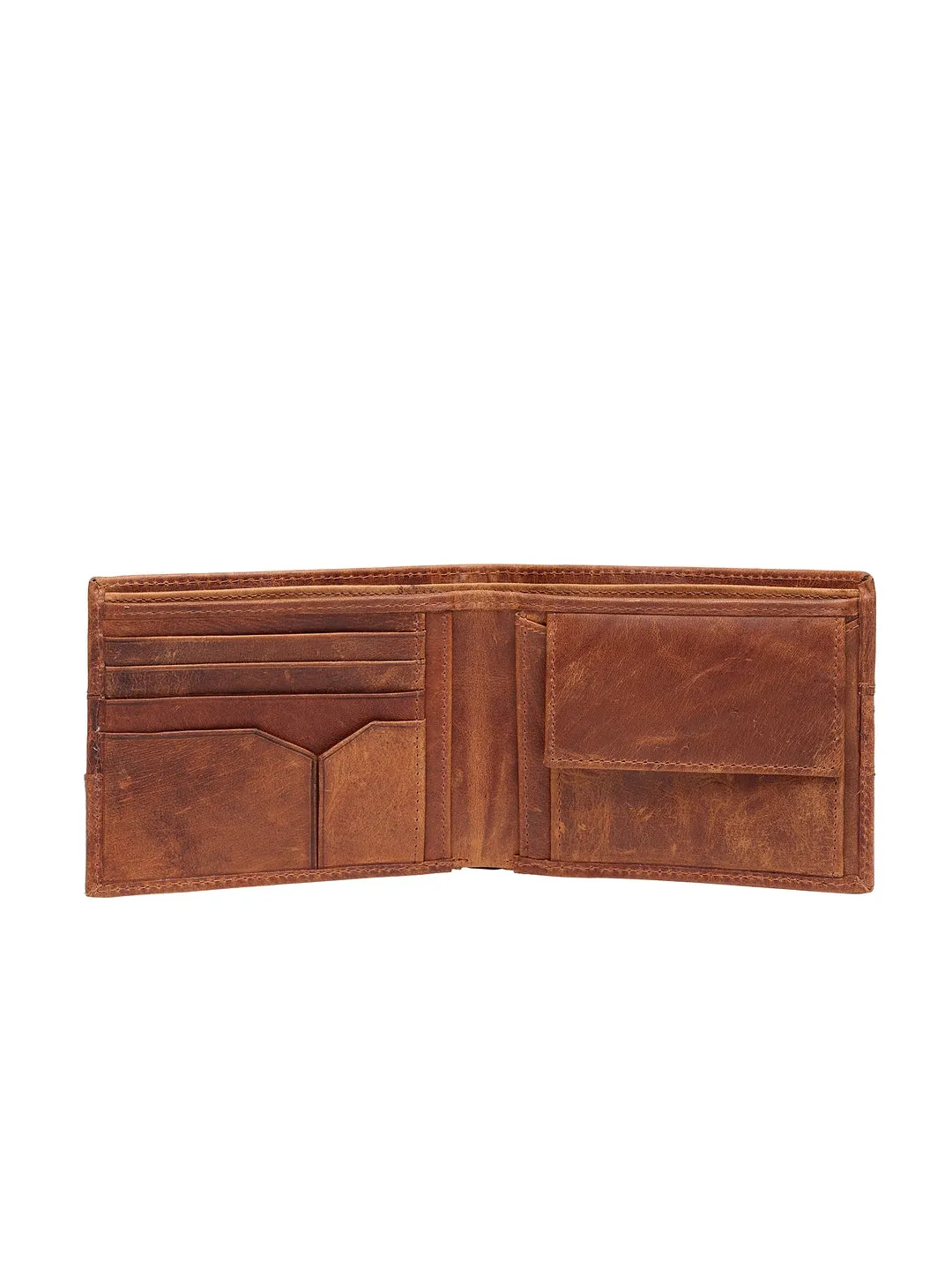 Teakwood Genuine Leather Tan Brown Solid RFID Two Fold Wallet