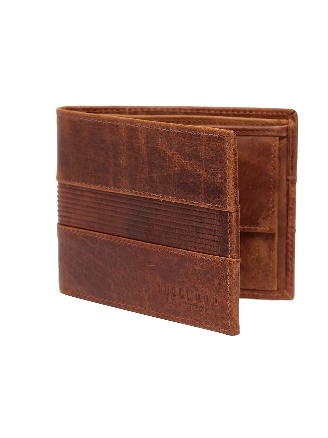 Teakwood Genuine Leather Tan Brown Solid RFID Two Fold Wallet