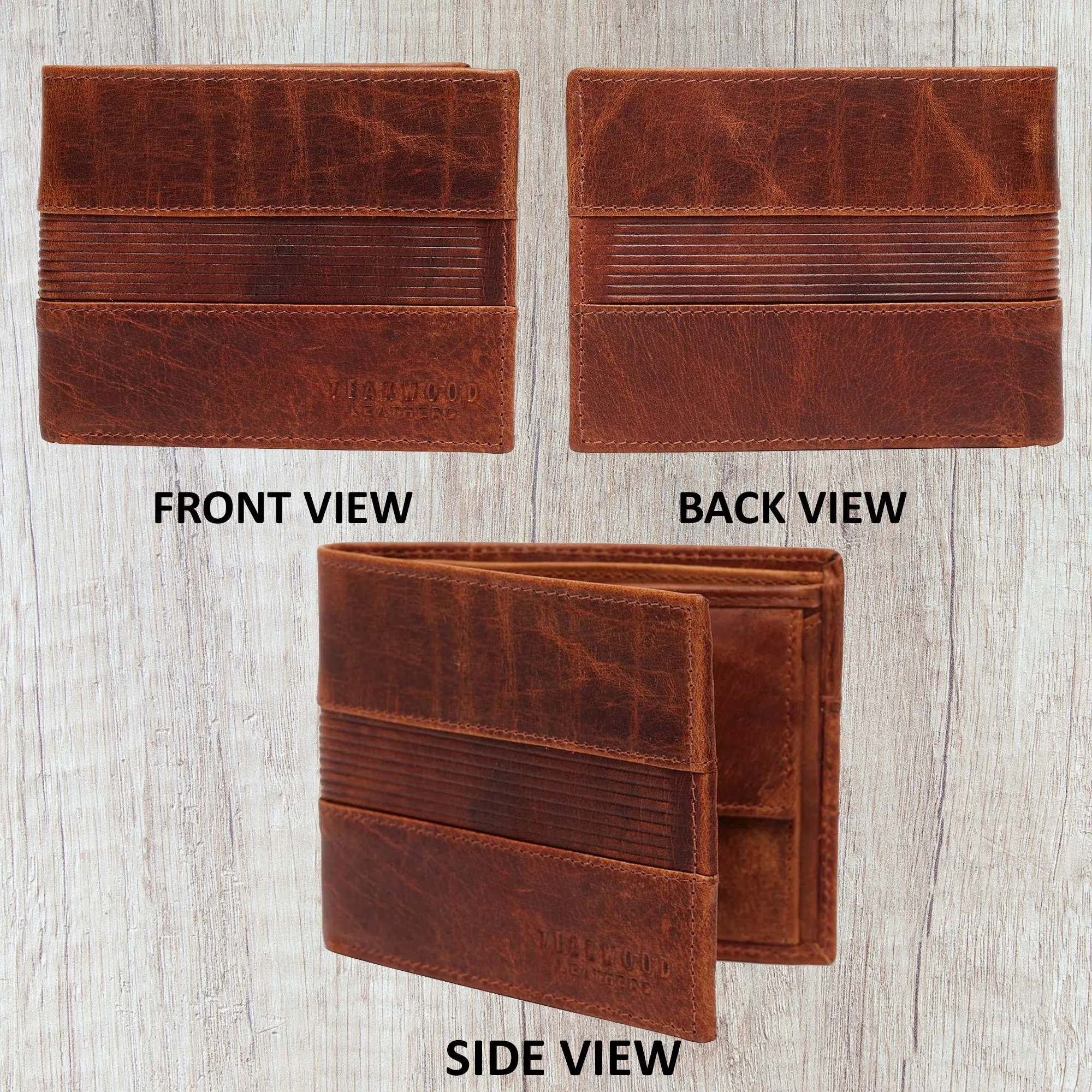 Teakwood Genuine Leather Tan Brown Solid RFID Two Fold Wallet