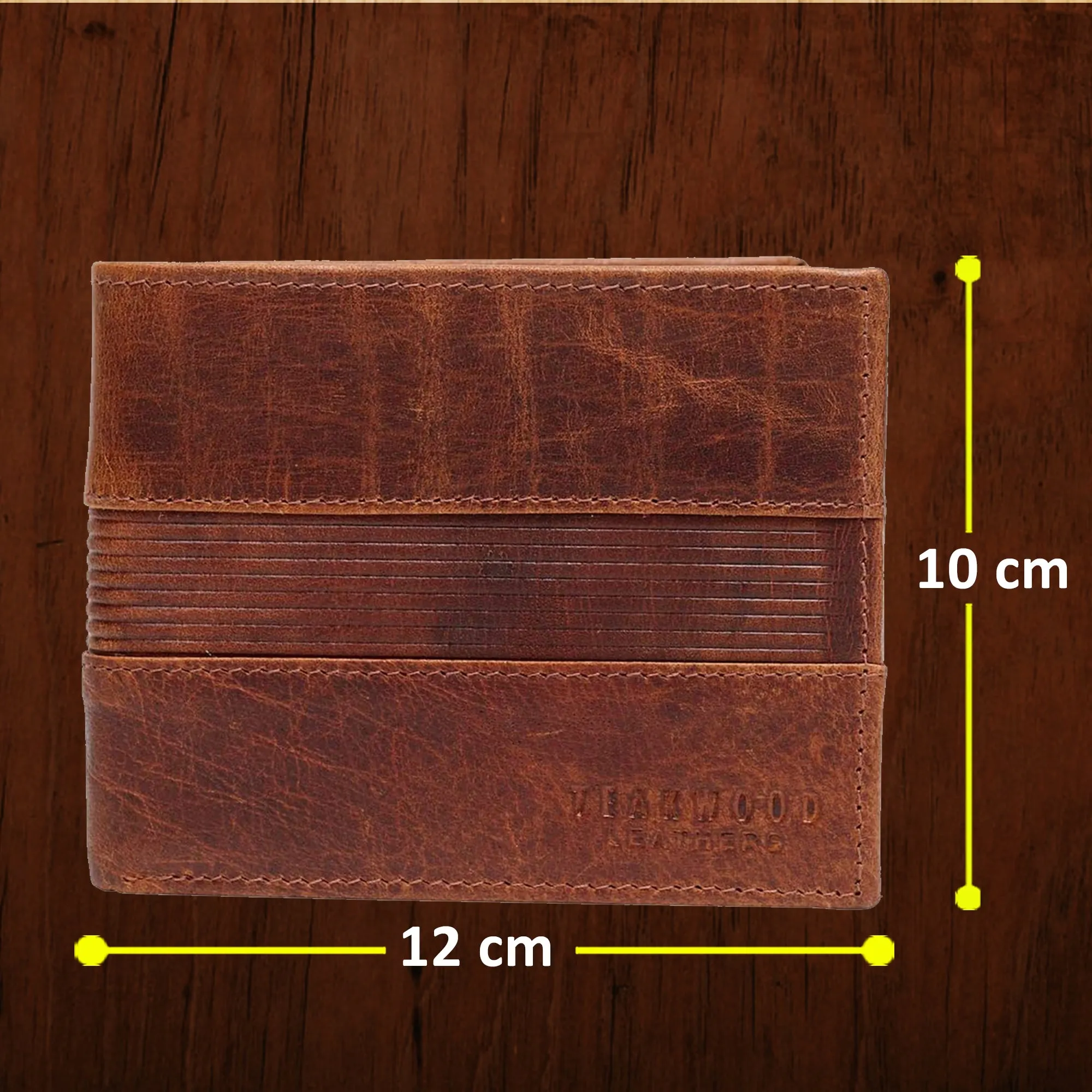 Teakwood Genuine Leather Tan Brown Solid RFID Two Fold Wallet