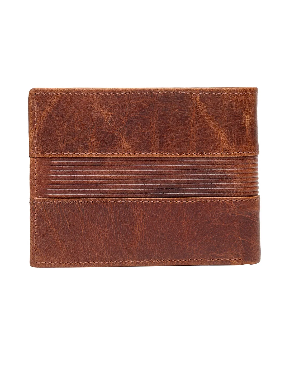 Teakwood Genuine Leather Tan Brown Solid RFID Two Fold Wallet