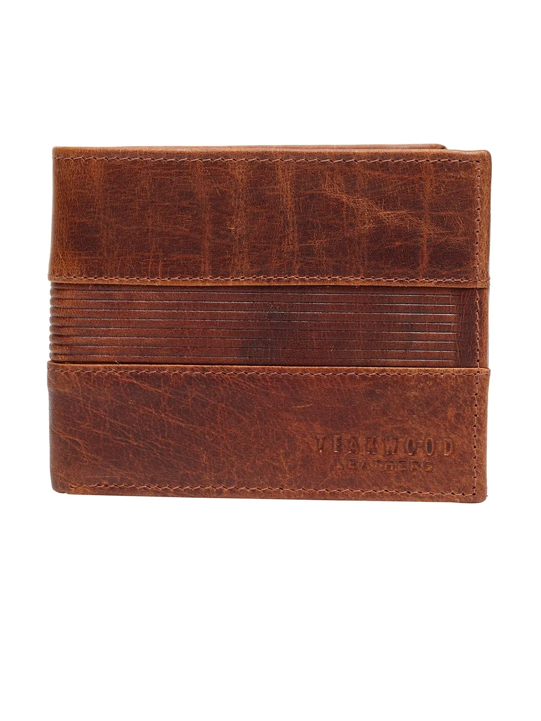 Teakwood Genuine Leather Tan Brown Solid RFID Two Fold Wallet