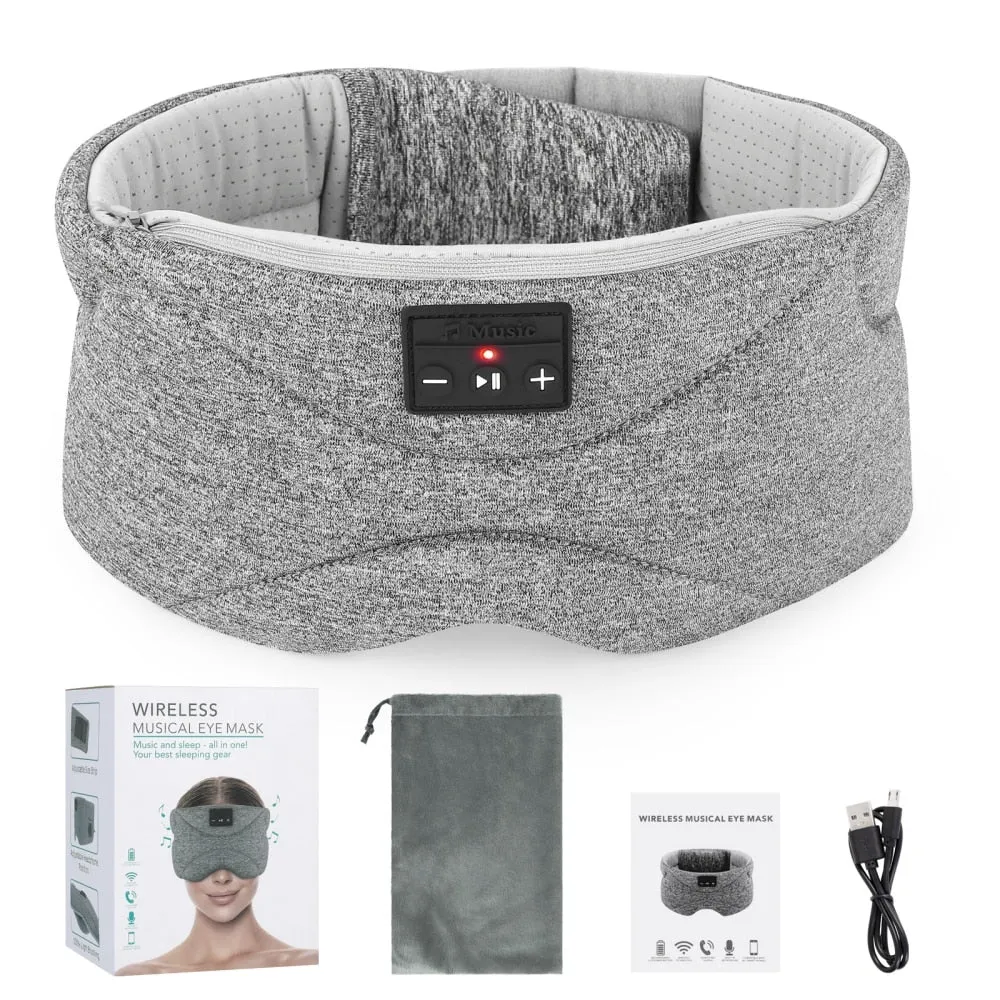 Travel Sleeping Headphones BT5.0 Sleep Mask with Ultra Thin Speakers, Soft Tech Gadgets for Side Sleepers Insomnia Meditation