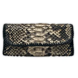 Trifecta Natural Snakeskin Artisan Whipstitch Clutch