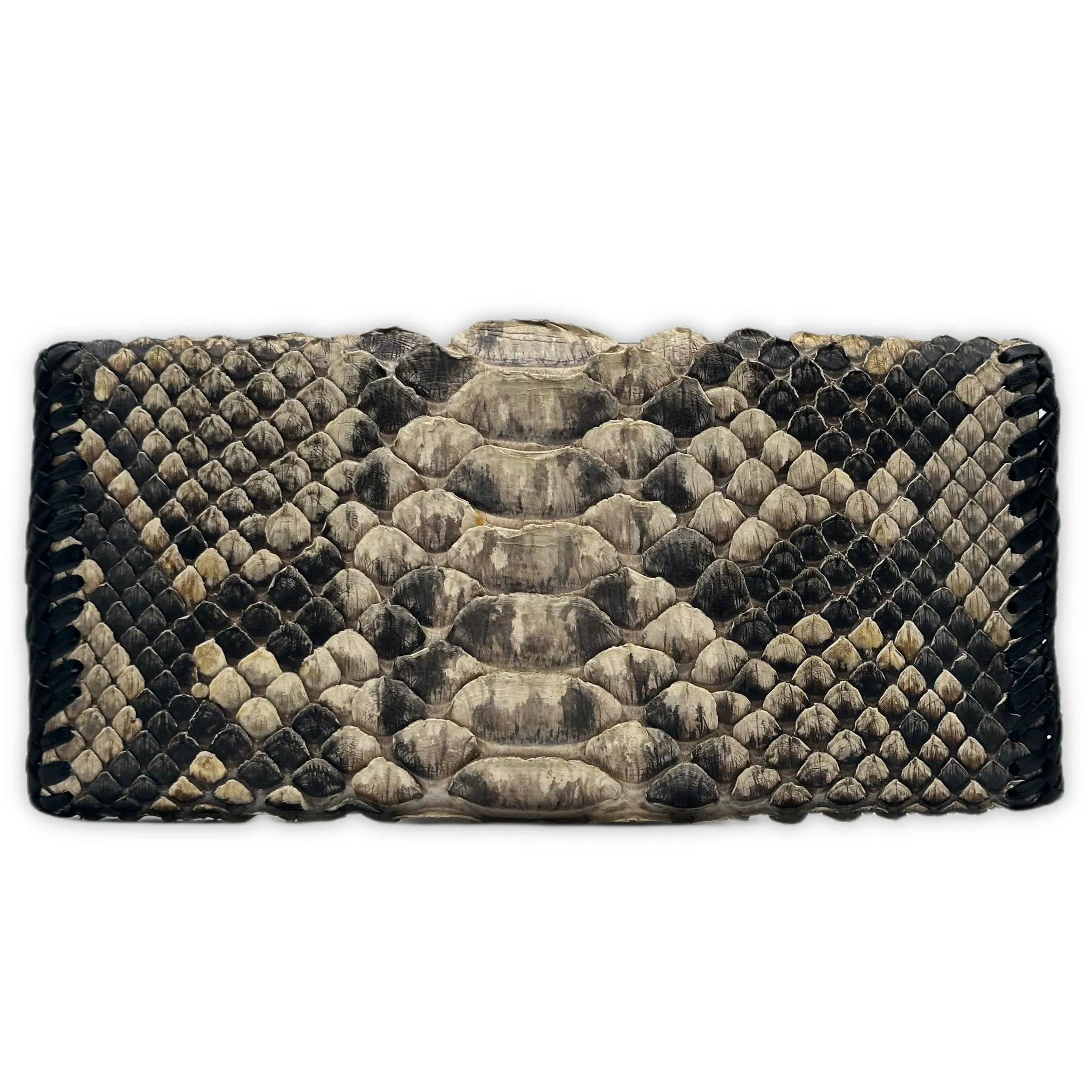 Trifecta Natural Snakeskin Artisan Whipstitch Clutch