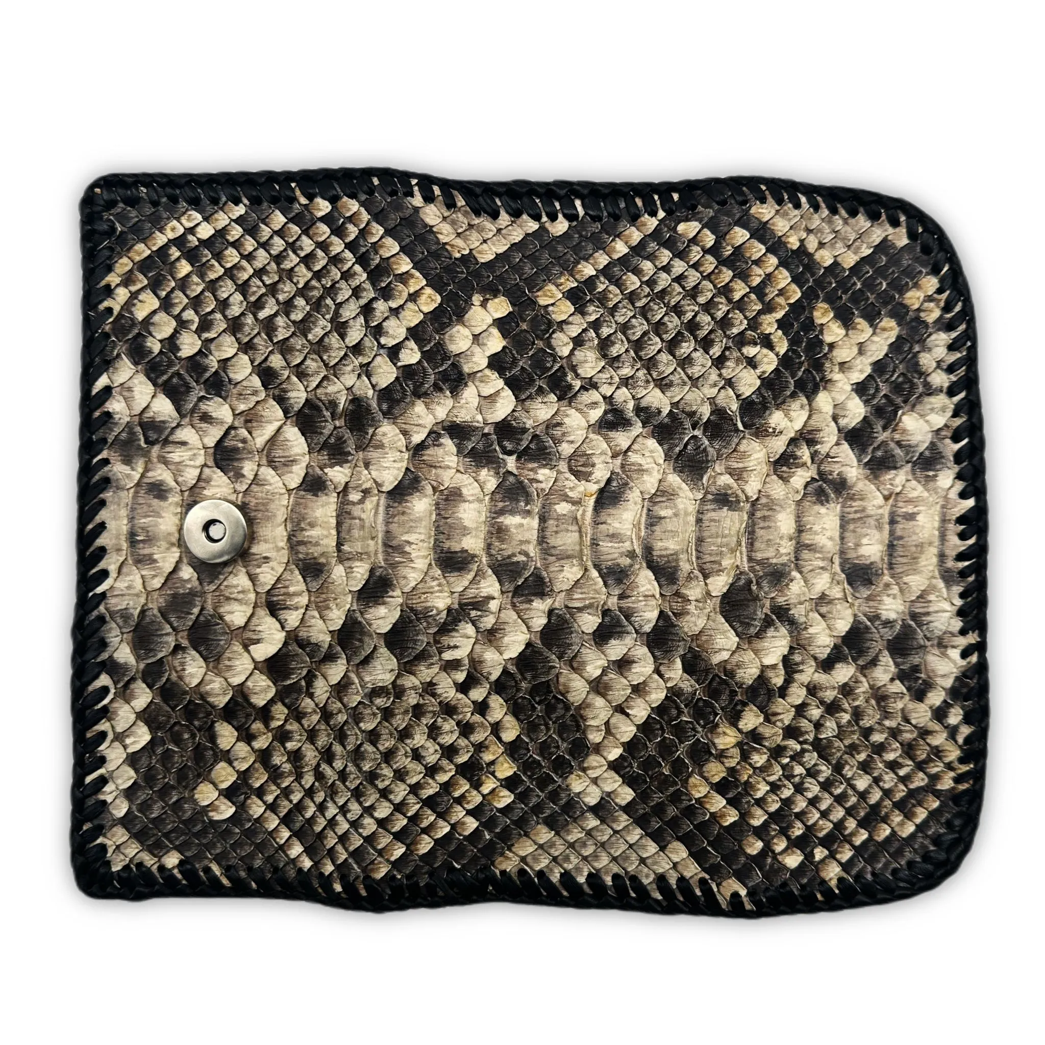 Trifecta Natural Snakeskin Artisan Whipstitch Clutch
