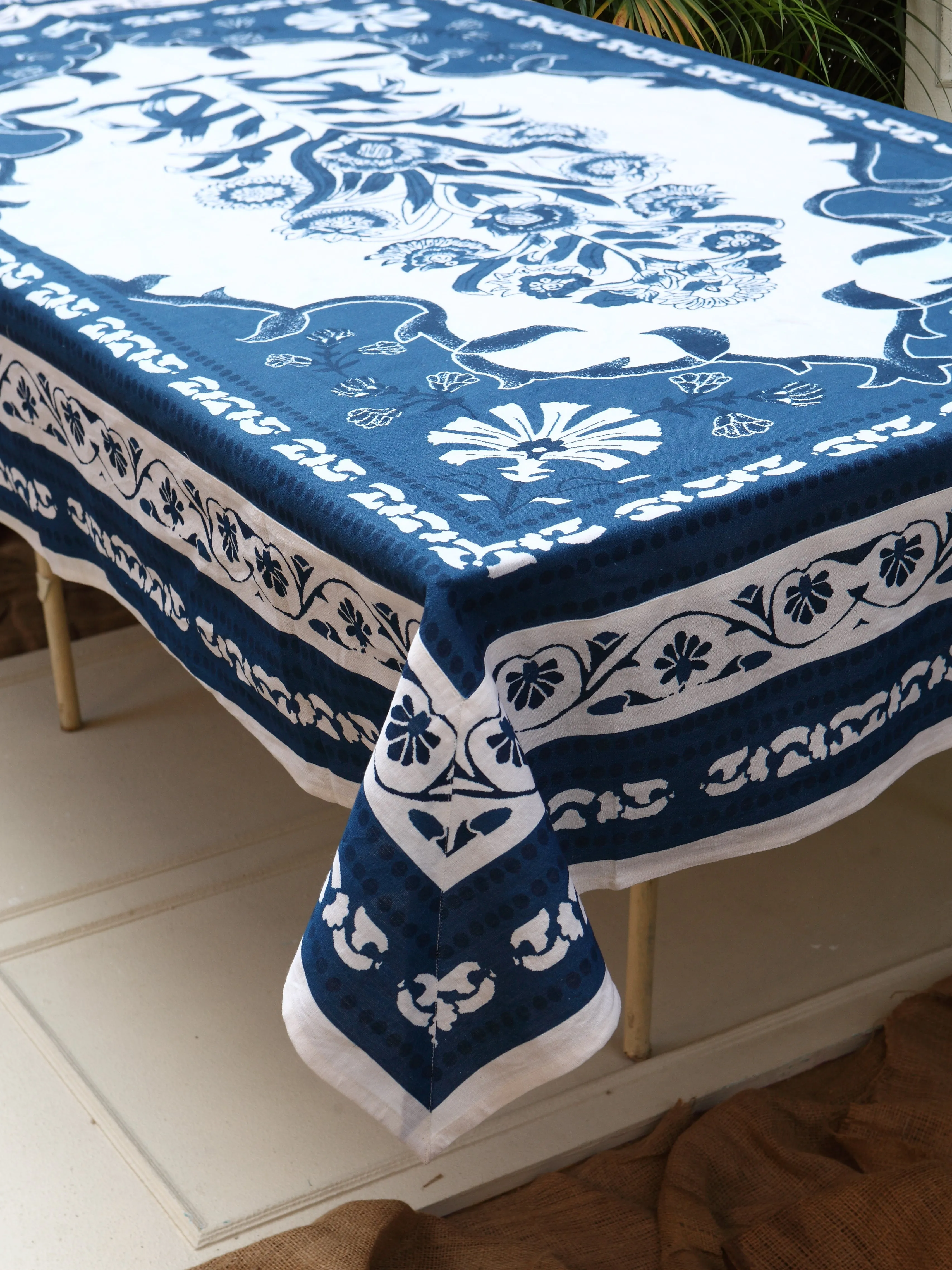 Tripolia Lapiz Linen Cotton Tablecloth - Made To Order