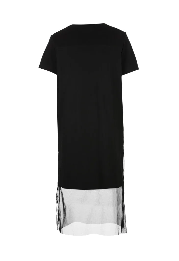 VenusFox Summer Gauze Overlay Knitted Letter Dress