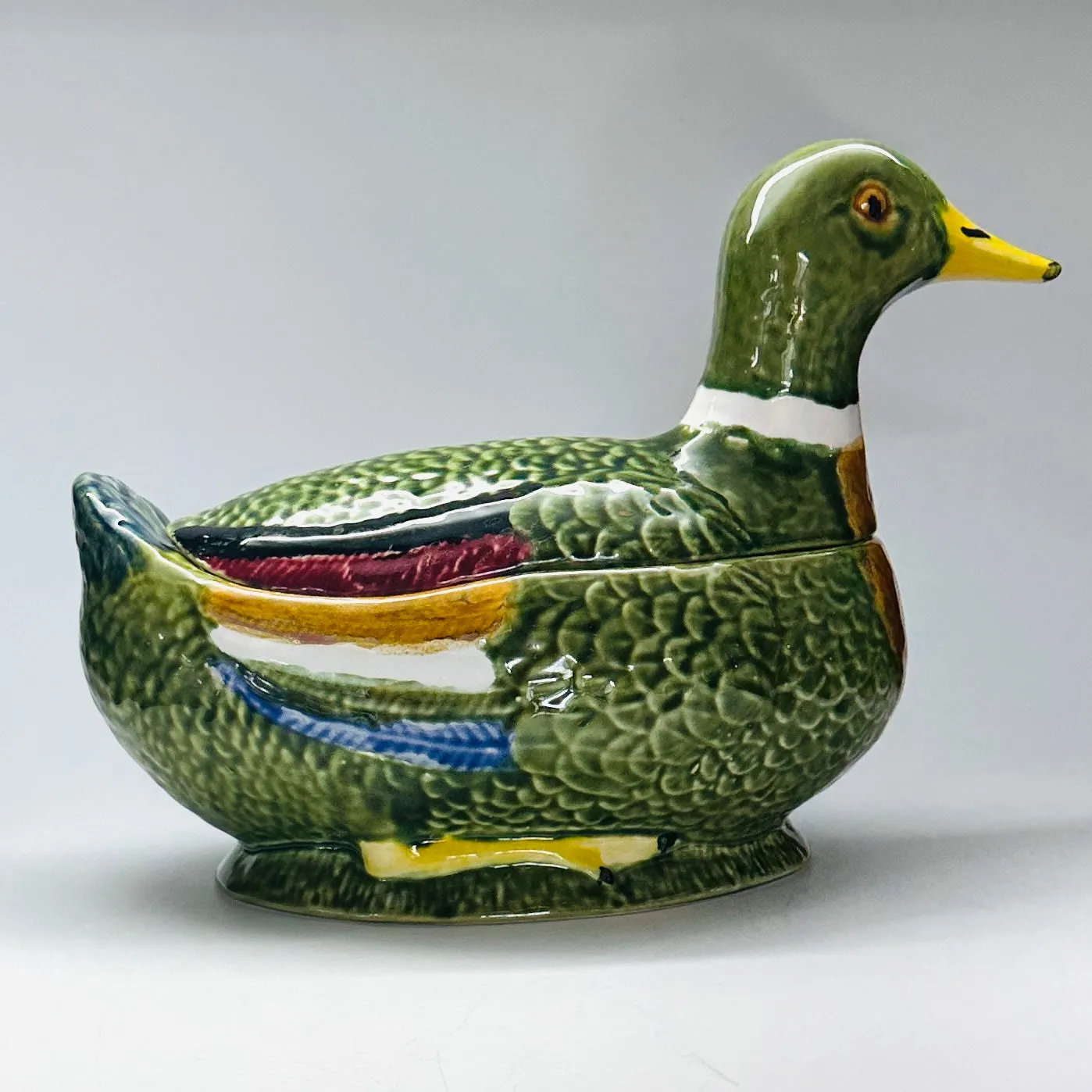 Vintage Lidded Portuguese Ceramic Mallard Centerpiece