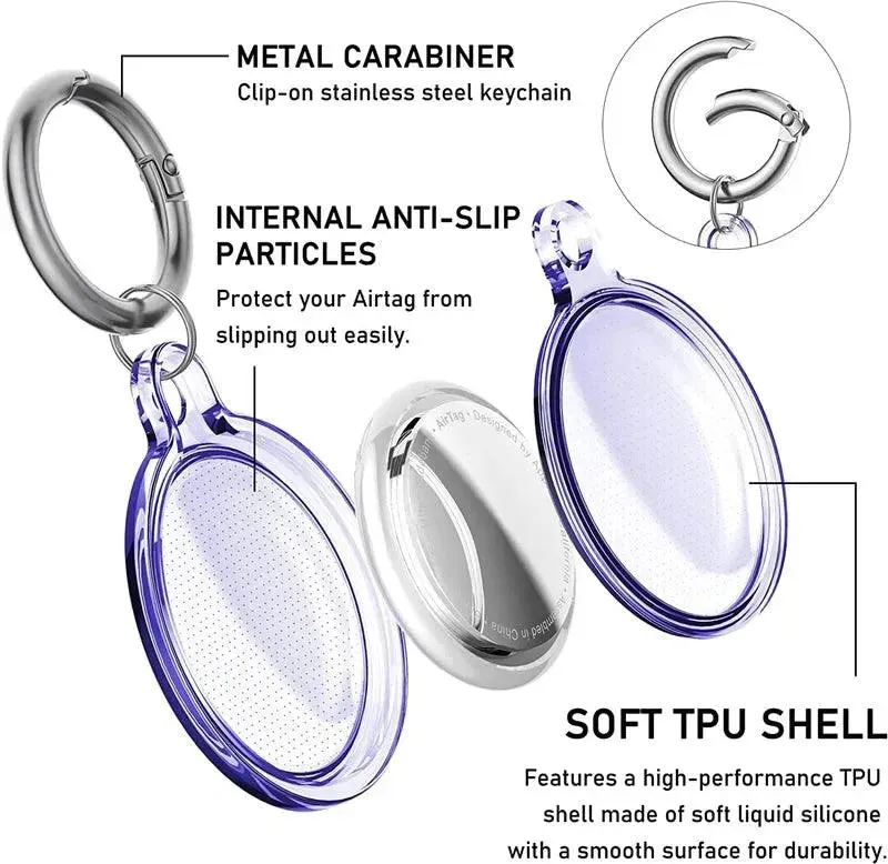 Waterproof Anti-lost Keychain Holder Soft Case for Apple Airtag Air Tag Dog Cat Pet Collar Anti-scratch Keys Tracker Protective