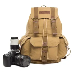 Waxed Canvas DSLR Camera Travel Backpack