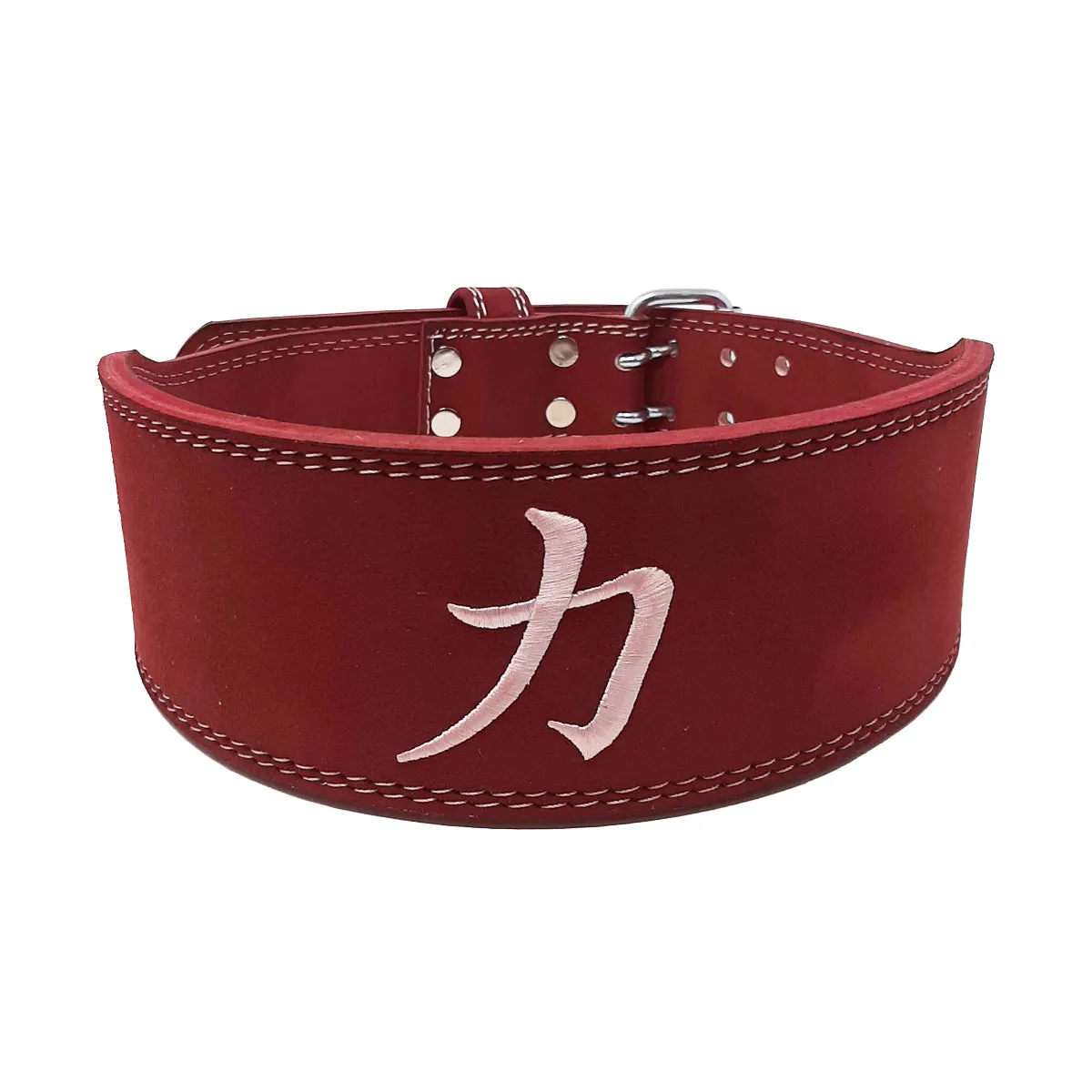 Weightlifting Double Prong Buckle Tapered Belt, Wine Red Colour - 8MM