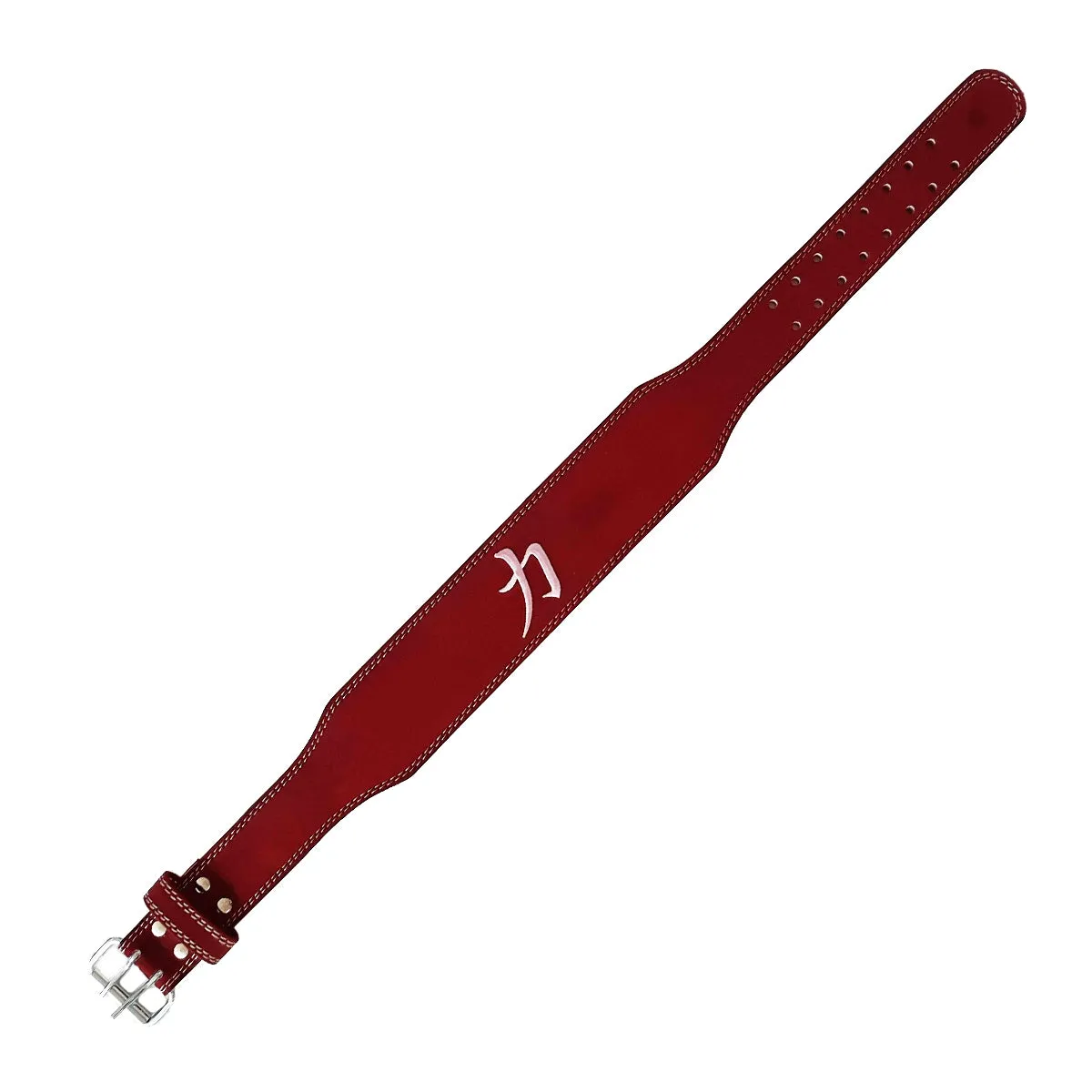Weightlifting Double Prong Buckle Tapered Belt, Wine Red Colour - 8MM