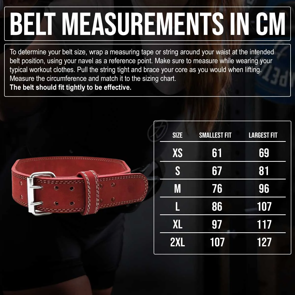 Weightlifting Double Prong Buckle Tapered Belt, Wine Red Colour - 8MM