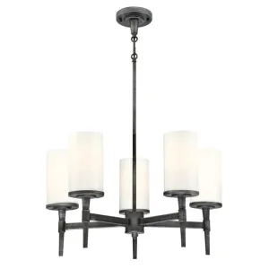 Westinghouse 6324700 5 Light Chandelier Distressed Aluminum Finish with White Opal Glass