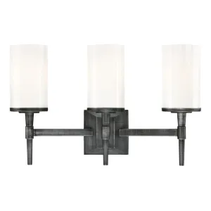 Westinghouse 6324800 3 Light Wall Distressed Aluminum Finish with White Opal Glass