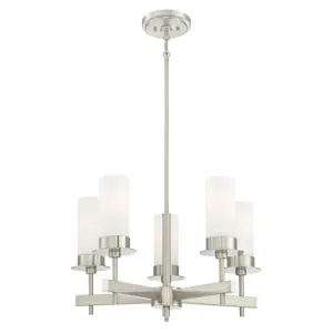 Westinghouse 6327000 5 Light Chandelier Brushed Nickel Finish with Frosted Opal Glass