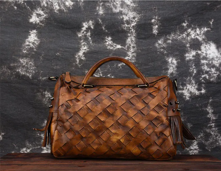 Womens Western Woven Leather Crossbody Purse Leather Handbags For Women