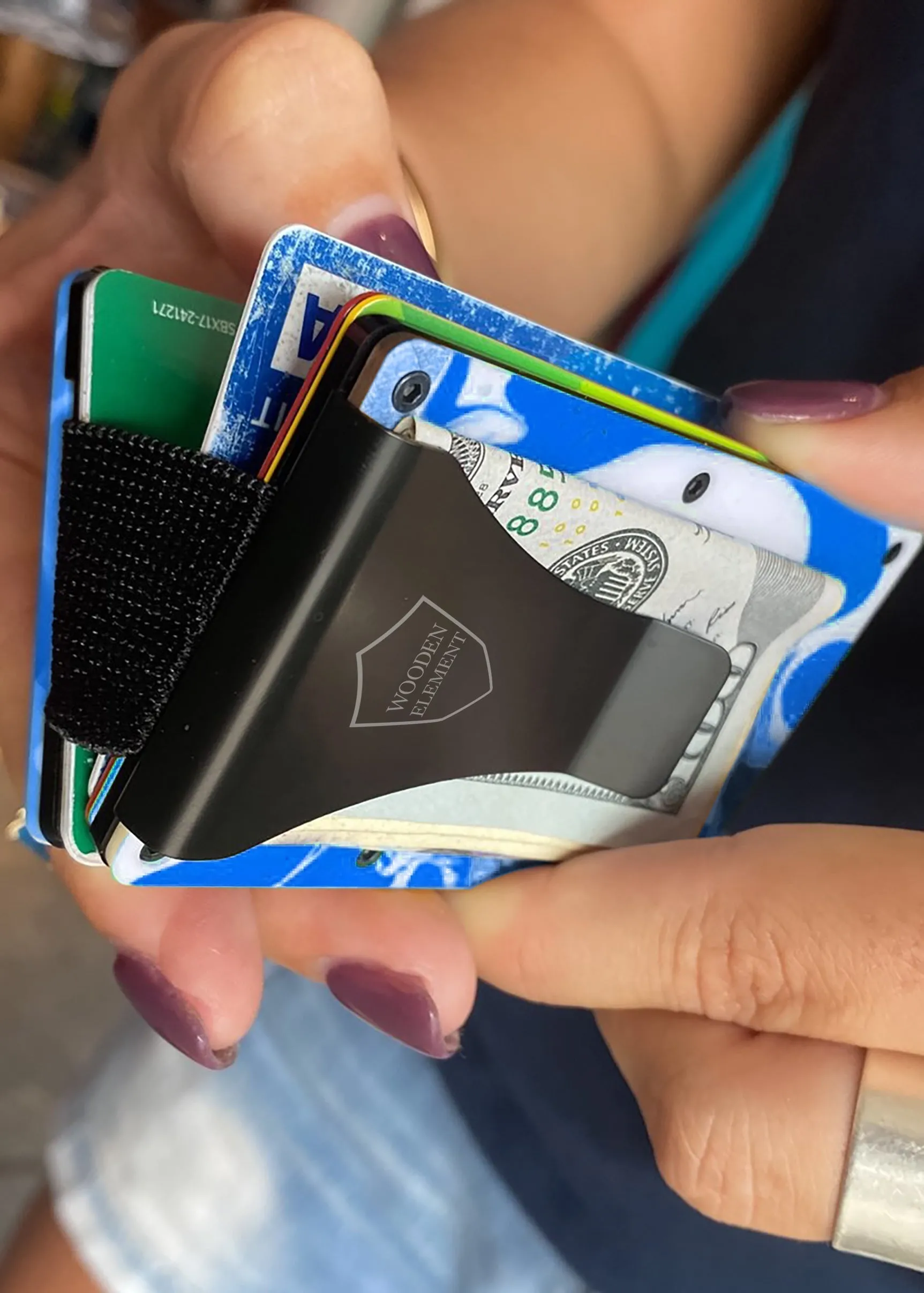Wood and Resin Smart Wallet (Black & Gold)