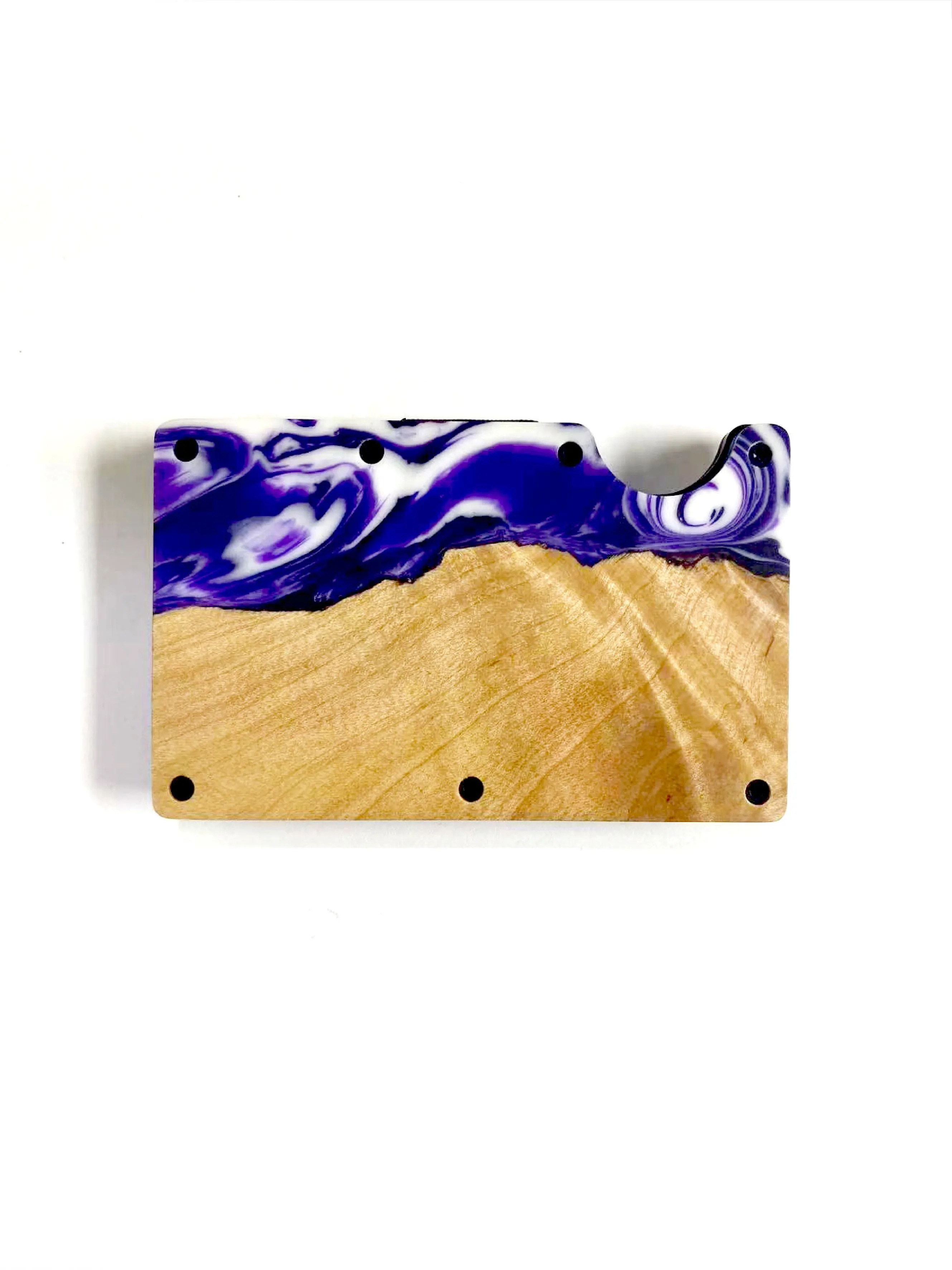 Wood and Resin Smart Wallet (Violet & White)