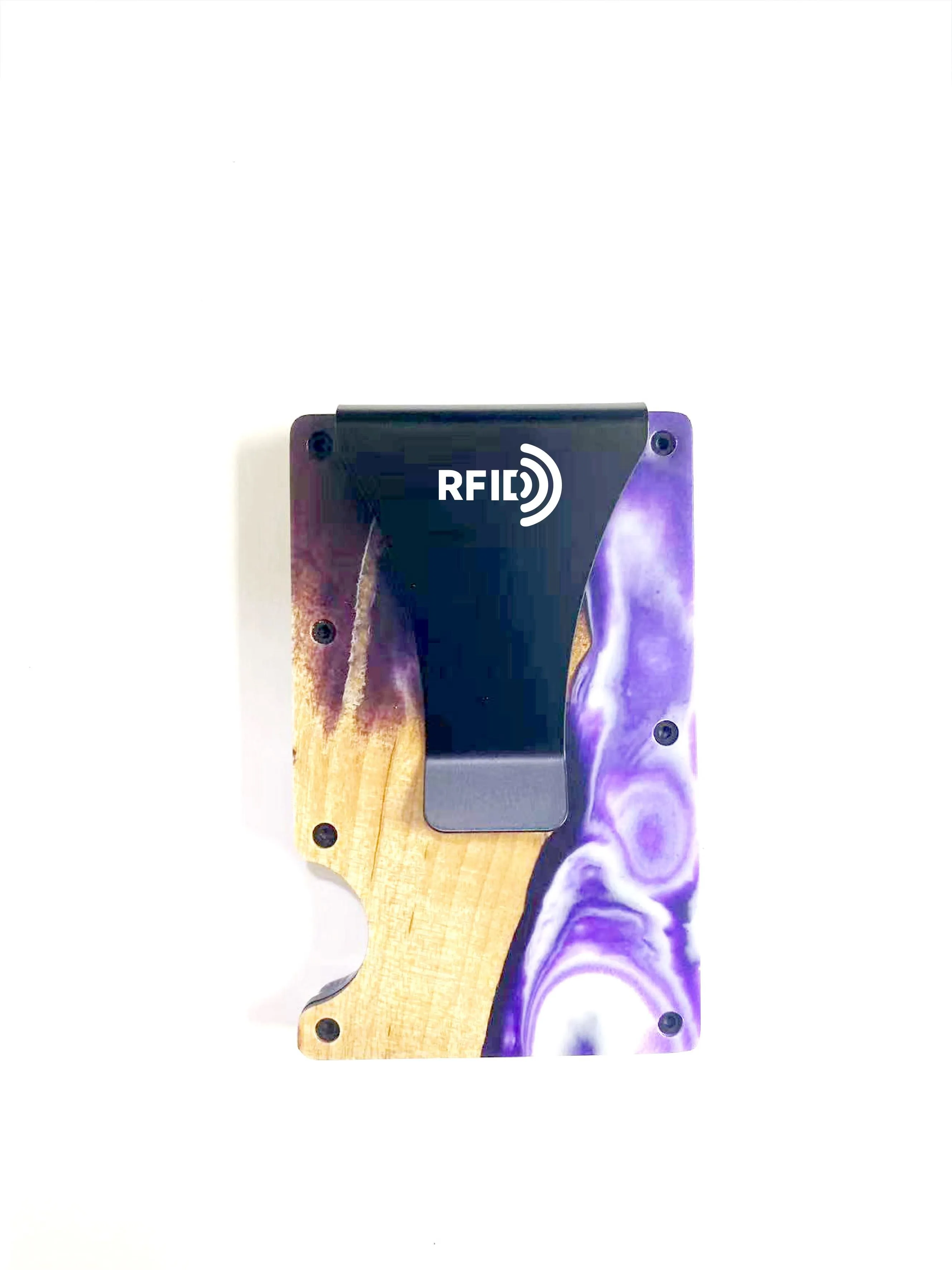 Wood and Resin Smart Wallet (Violet & White)