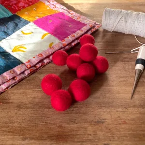 Wool Felt Balls - #2 Winterberry - Ten 1" Balls, 2.2cm