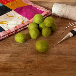Wool Felt Balls - #30 Moss - Ten 1" Balls, 2.2cm